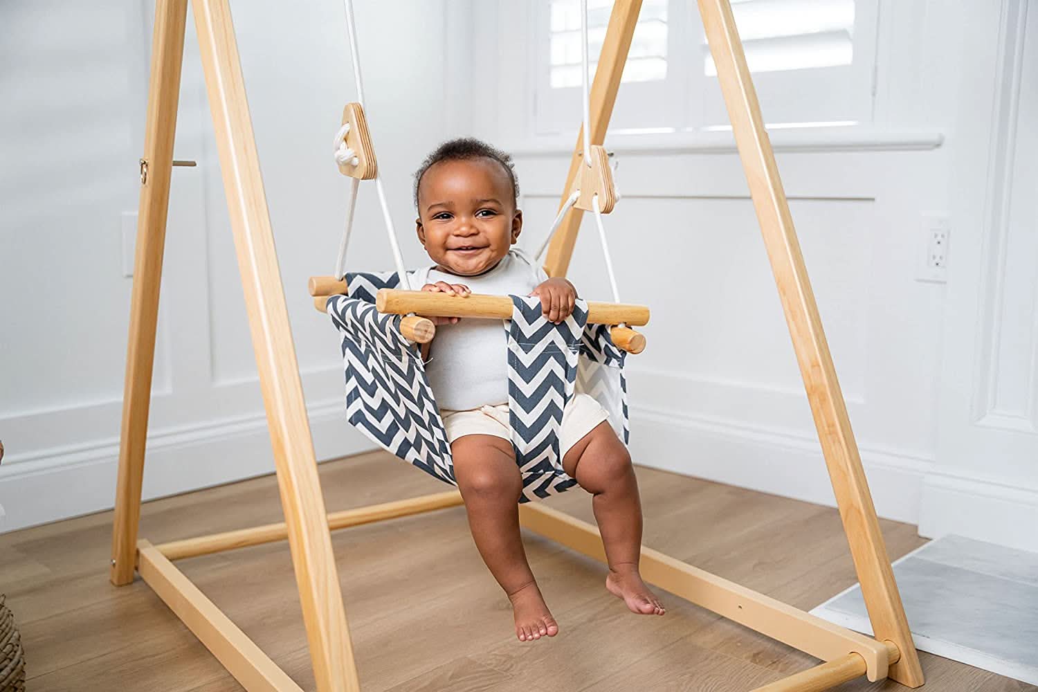 Spruce - Baby and Toddler Foldable Wooden Swing Set - Chickadees Wooden Toys