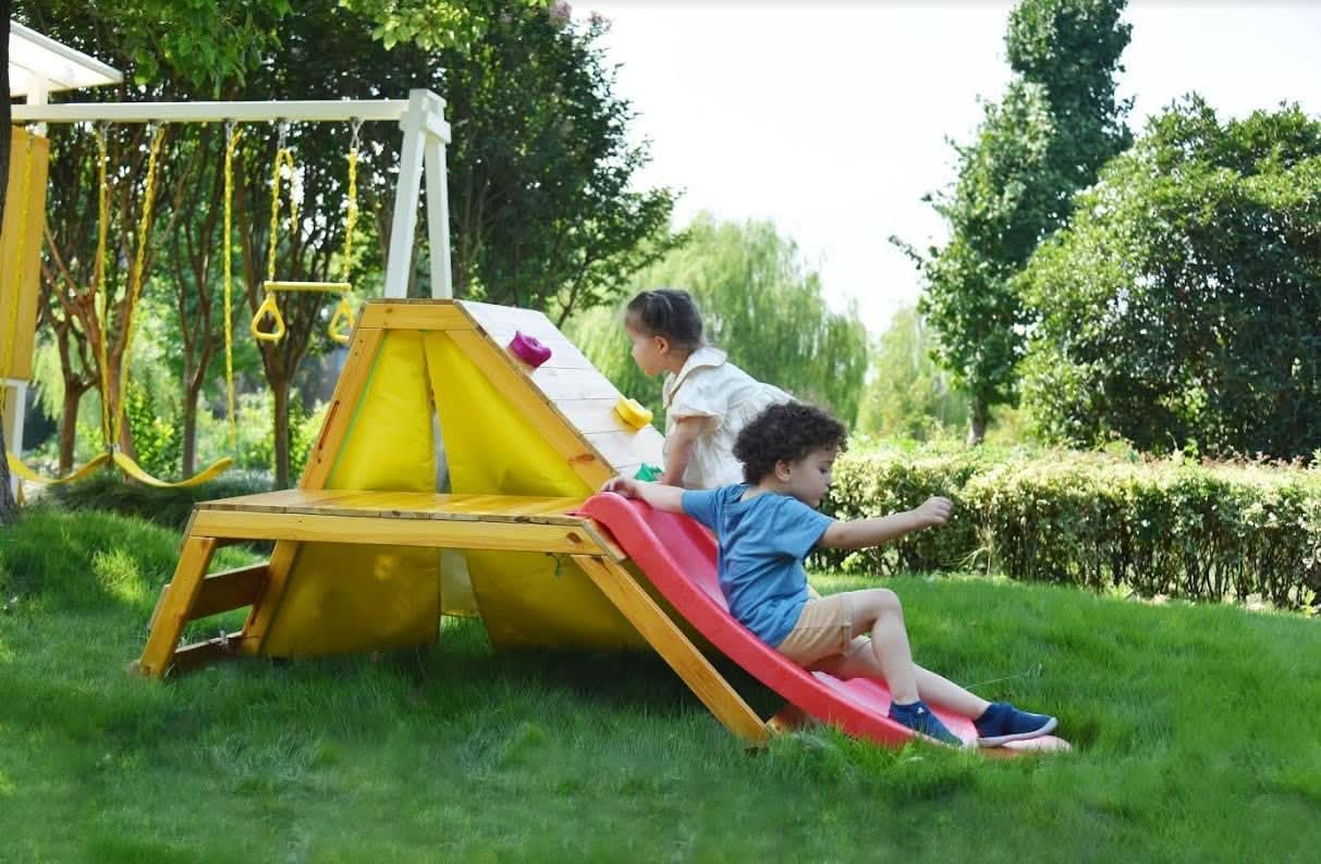 Palm - 5-in-1 Outdoor and Indoor Playground Playset - Chickadees Wooden Toys