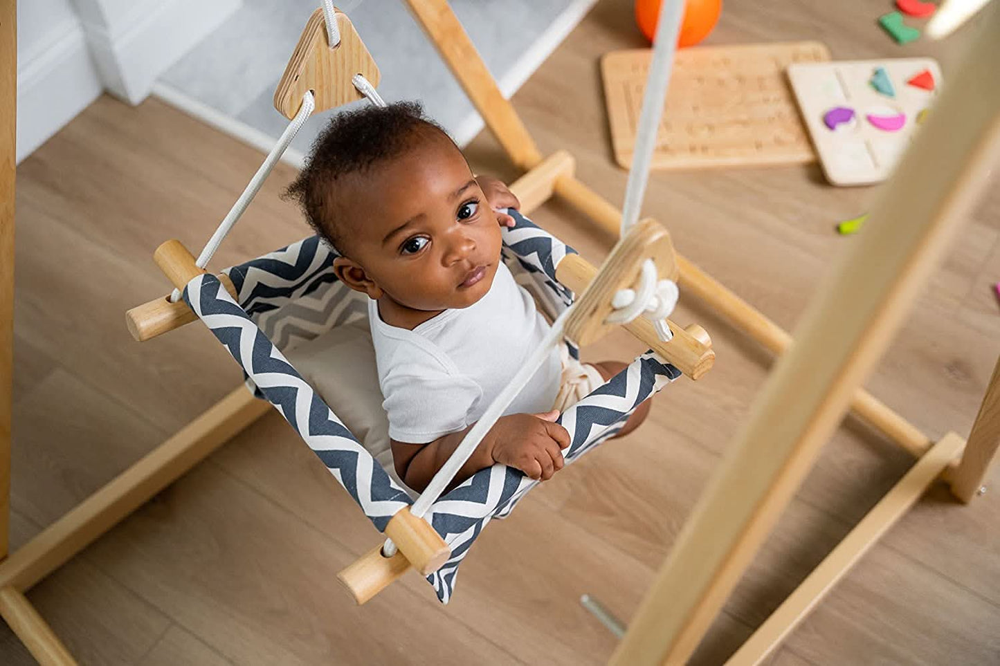 Spruce - Baby and Toddler Foldable Wooden Swing Set - Chickadees Wooden Toys