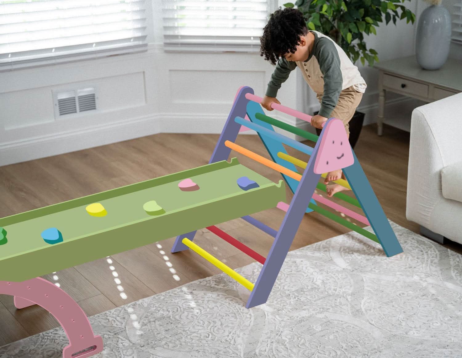 Hazel - Pikler Triangle Ladder & Rocker Set - Chickadees Wooden Toys