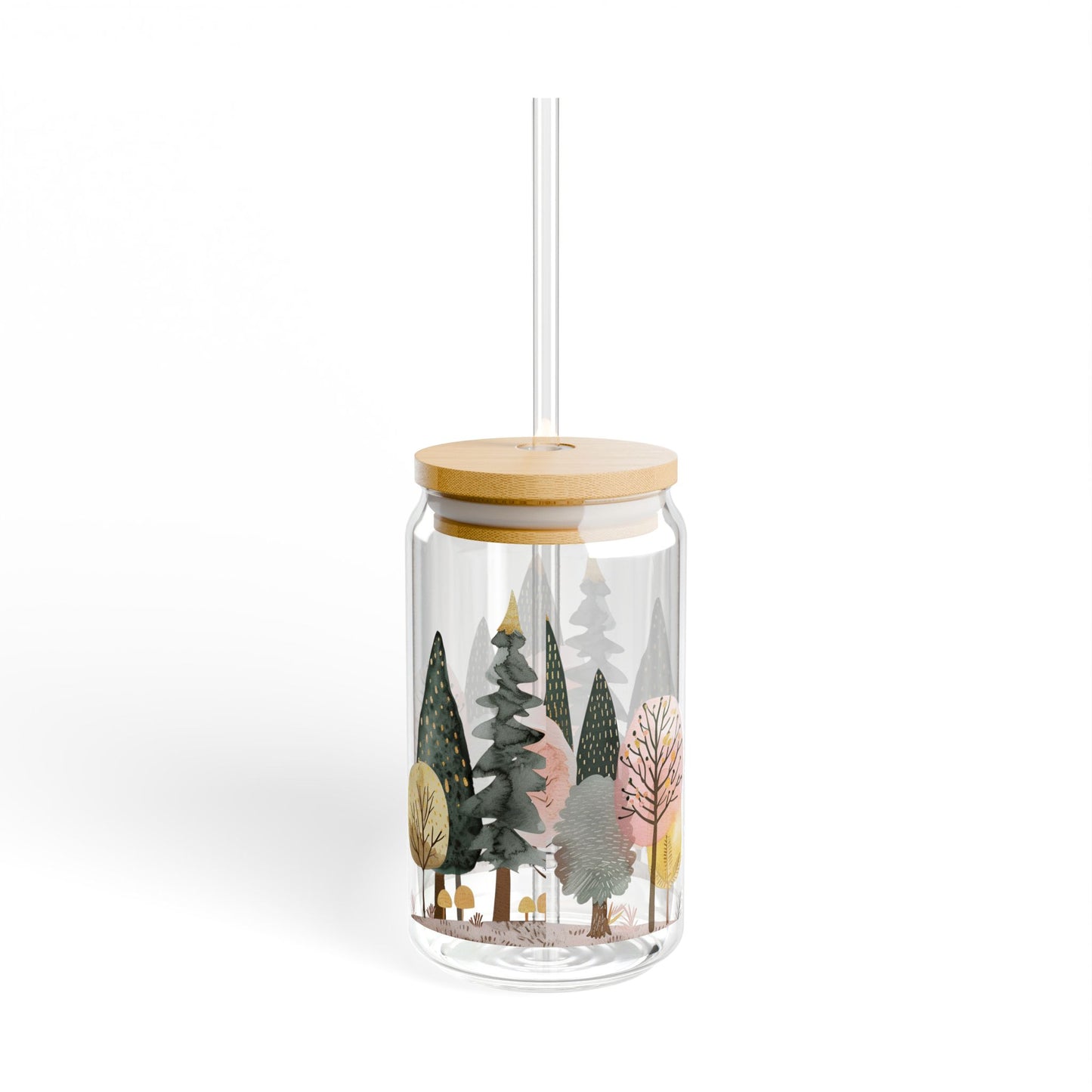 Nature-Inspired Sipper Glass - 16oz with Eco-Friendly Bamboo Lid