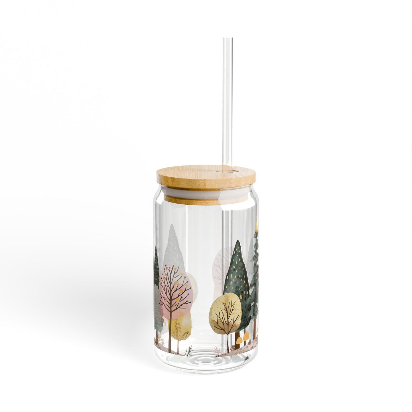 Nature-Inspired Sipper Glass - 16oz with Eco-Friendly Bamboo Lid
