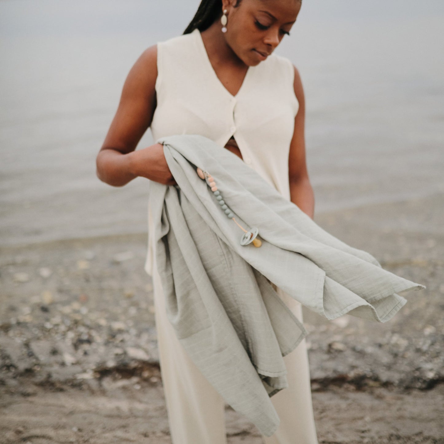 Organic Cotton Muslin Swaddle Blanket - Chickadees Wooden Toys