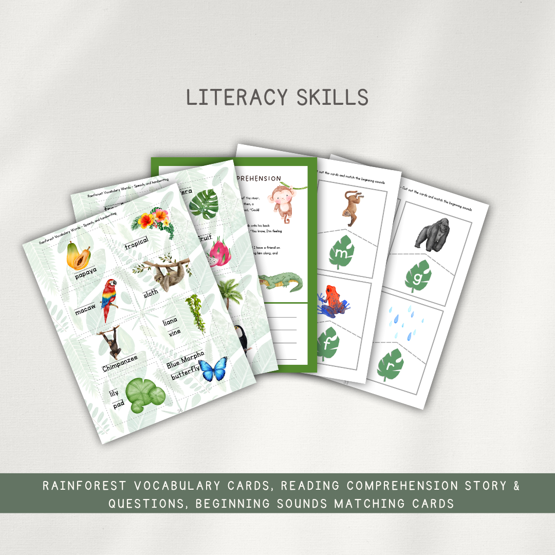 Tropical Rainforest Themed Activity Pages - Digital Download - Chickadees Wooden Toys