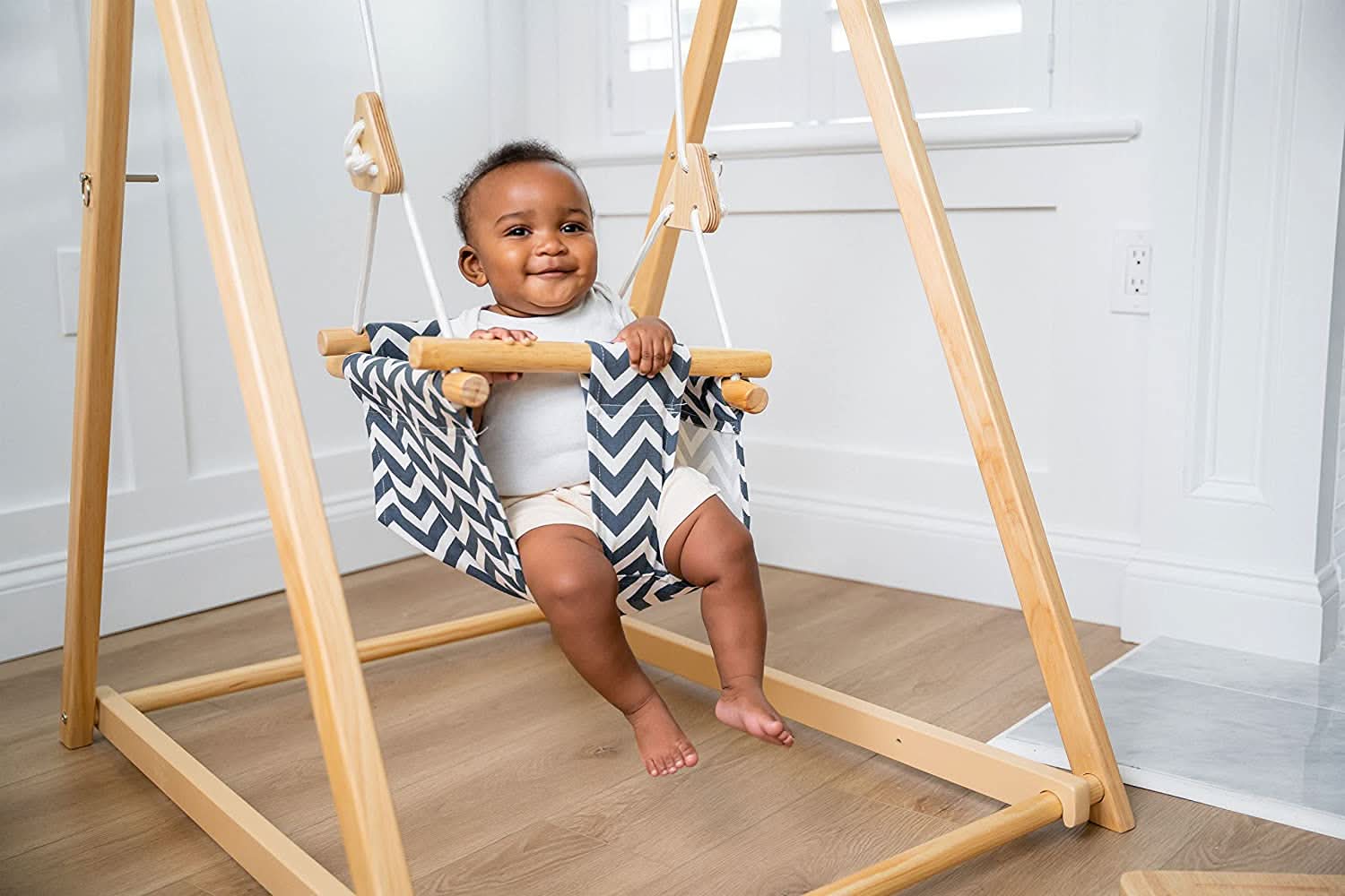 Spruce - Baby and Toddler Foldable Wooden Swing Set - Chickadees Wooden Toys