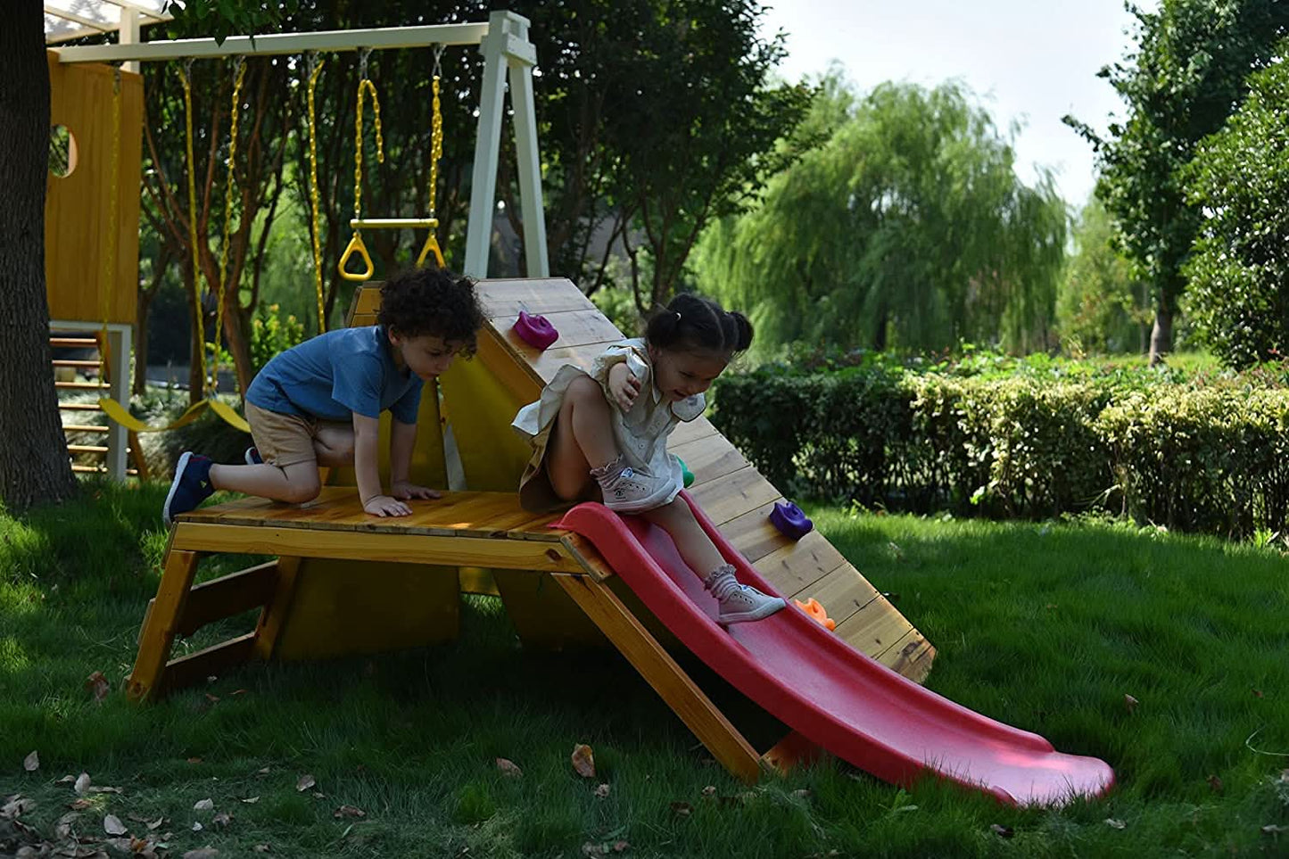 Palm - 5-in-1 Outdoor and Indoor Playground Playset - Chickadees Wooden Toys