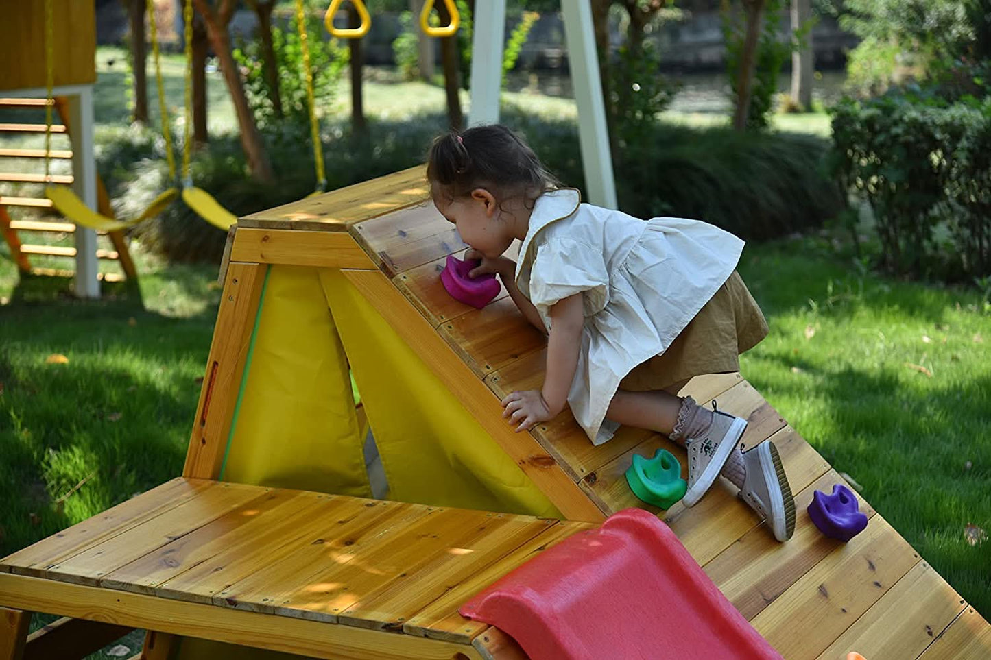 Palm - 5-in-1 Outdoor and Indoor Playground Playset - Chickadees Wooden Toys