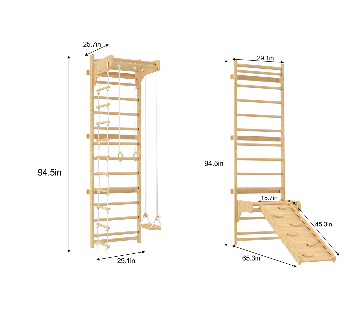 Betula Swedish Wall Ladder & Indoor Wooden Climber for Kids – Home Gym Playset - Chickadees Wooden Toys