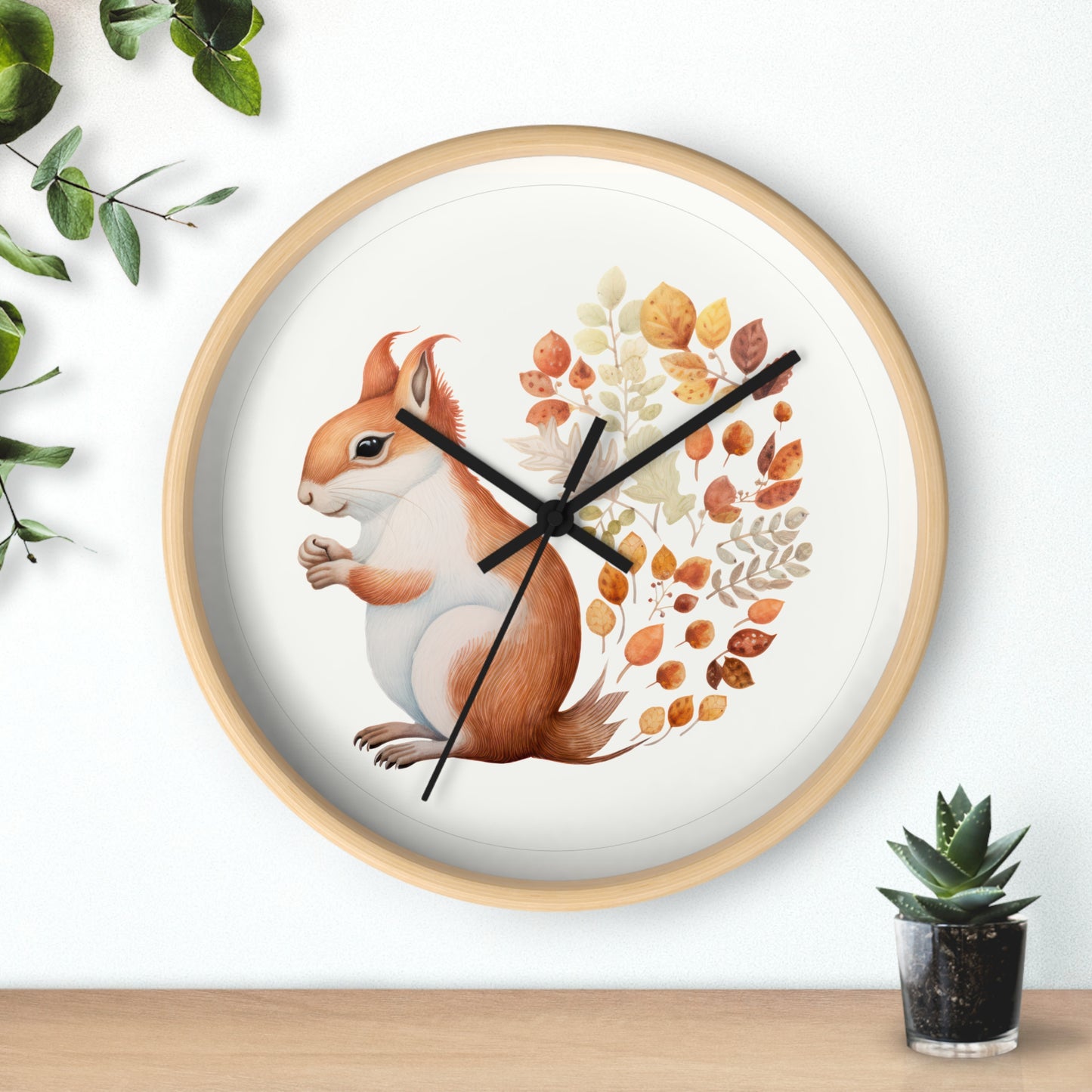 Autumn Squirrel Wall Clock - Whimsical Home Decor for Nature Lovers