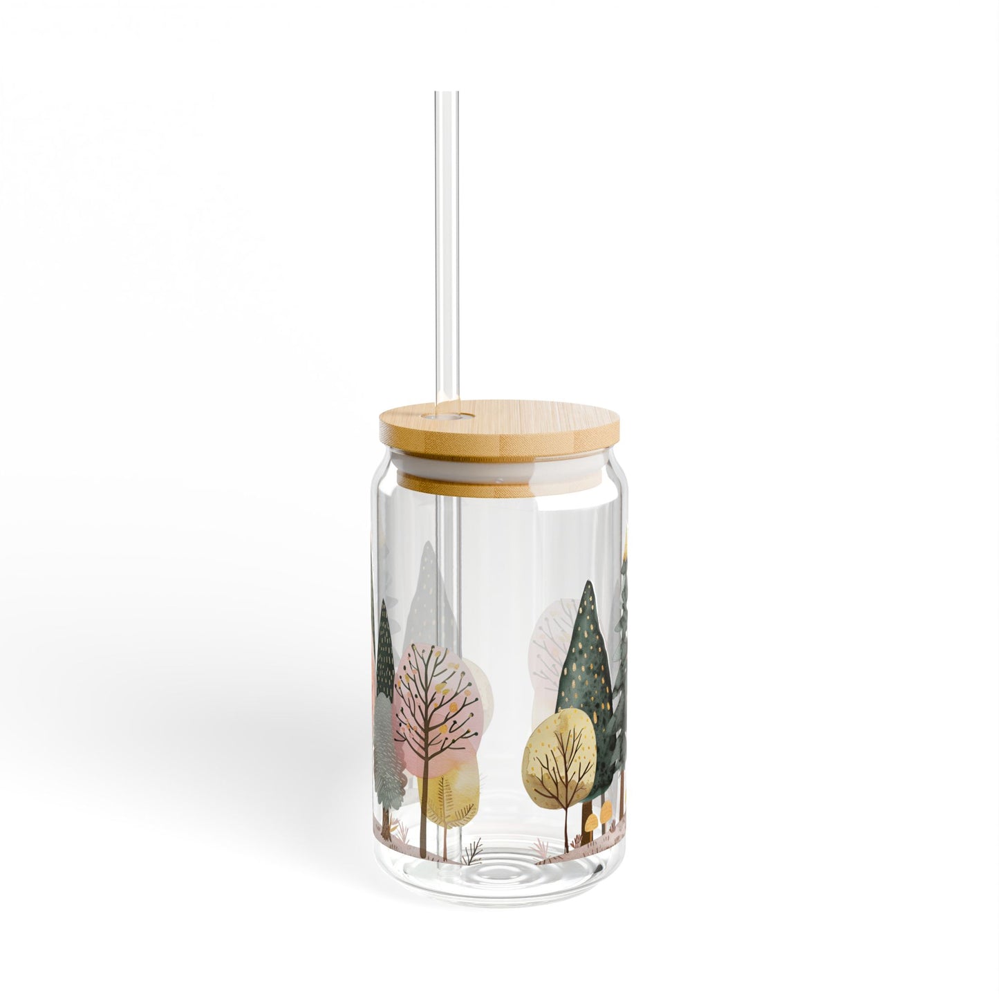 Nature-Inspired Sipper Glass - 16oz with Eco-Friendly Bamboo Lid