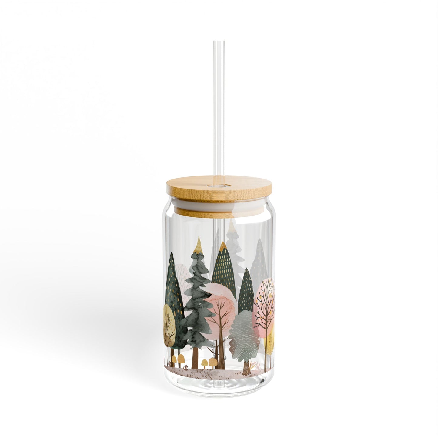 Nature-Inspired Sipper Glass - 16oz with Eco-Friendly Bamboo Lid