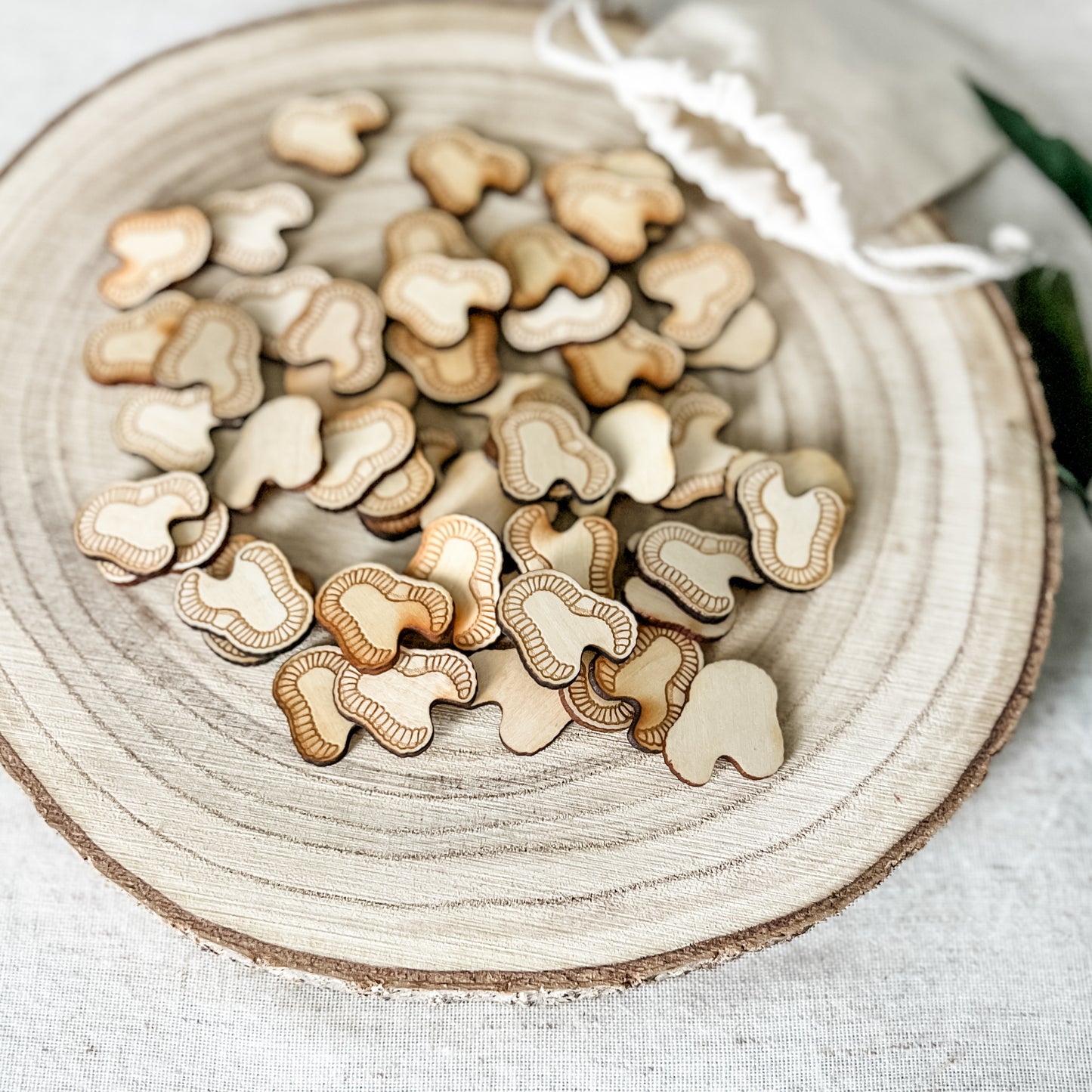 Set of 50 Wooden Worm Counters - Chickadees Wooden Toys