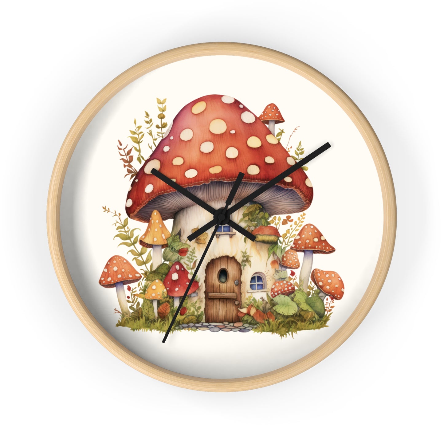 Charming Mushroom House Wall Clock - Whimsical Home Decor for Nature Lovers