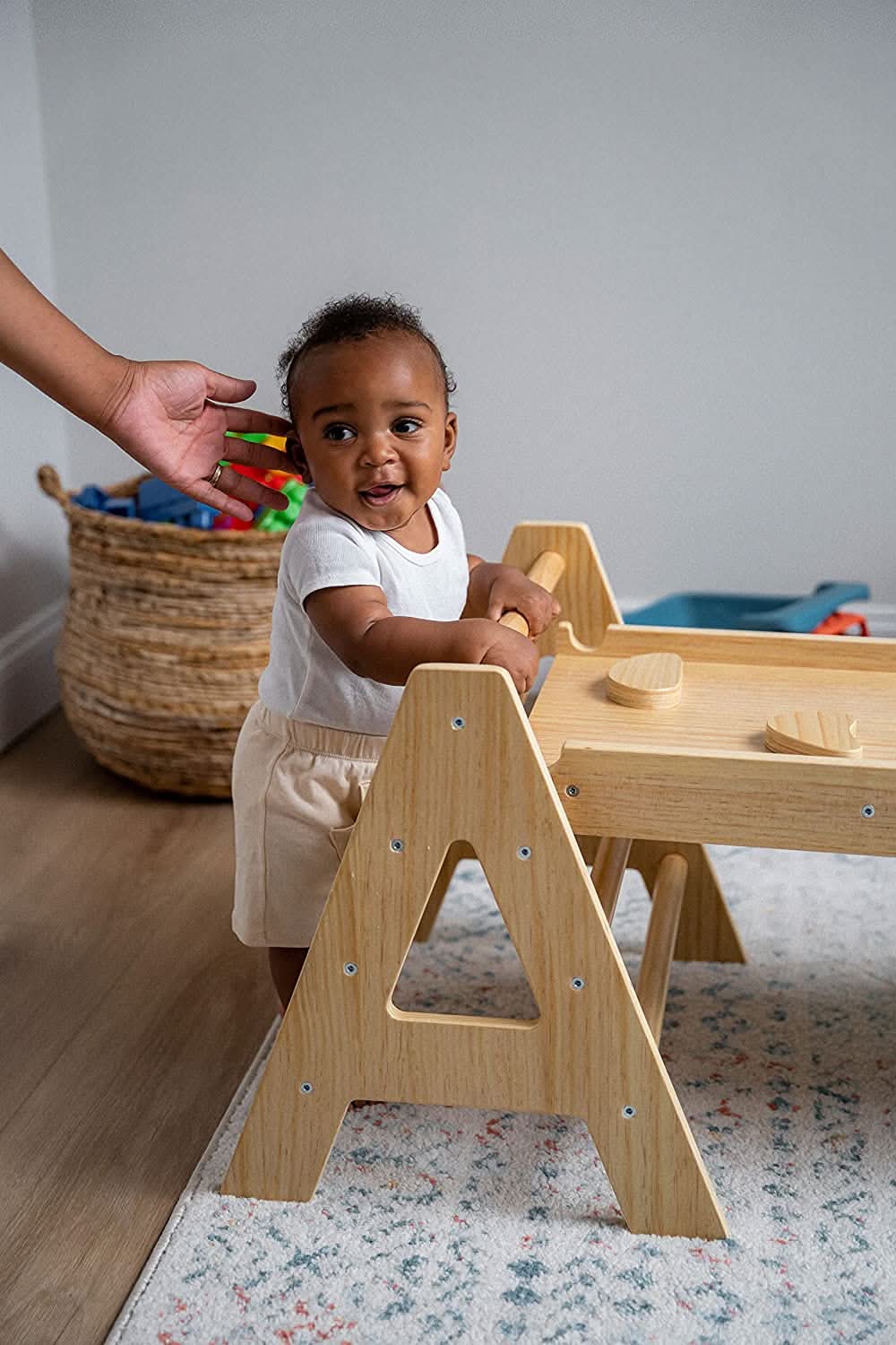 Maple - Wood Small Triangle Climbing Set with Ladder Slide and Rocker - Chickadees Wooden Toys