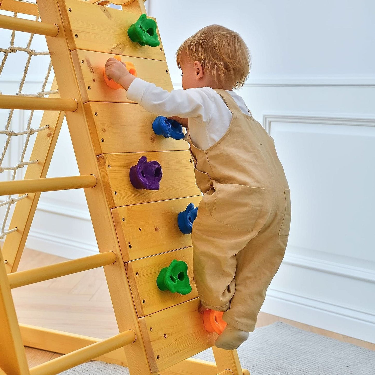 Chestnut 8-in-1 Jungle Gym for Toddlers | Indoor & Outdoor Wooden Playset - Chickadees Wooden Toys