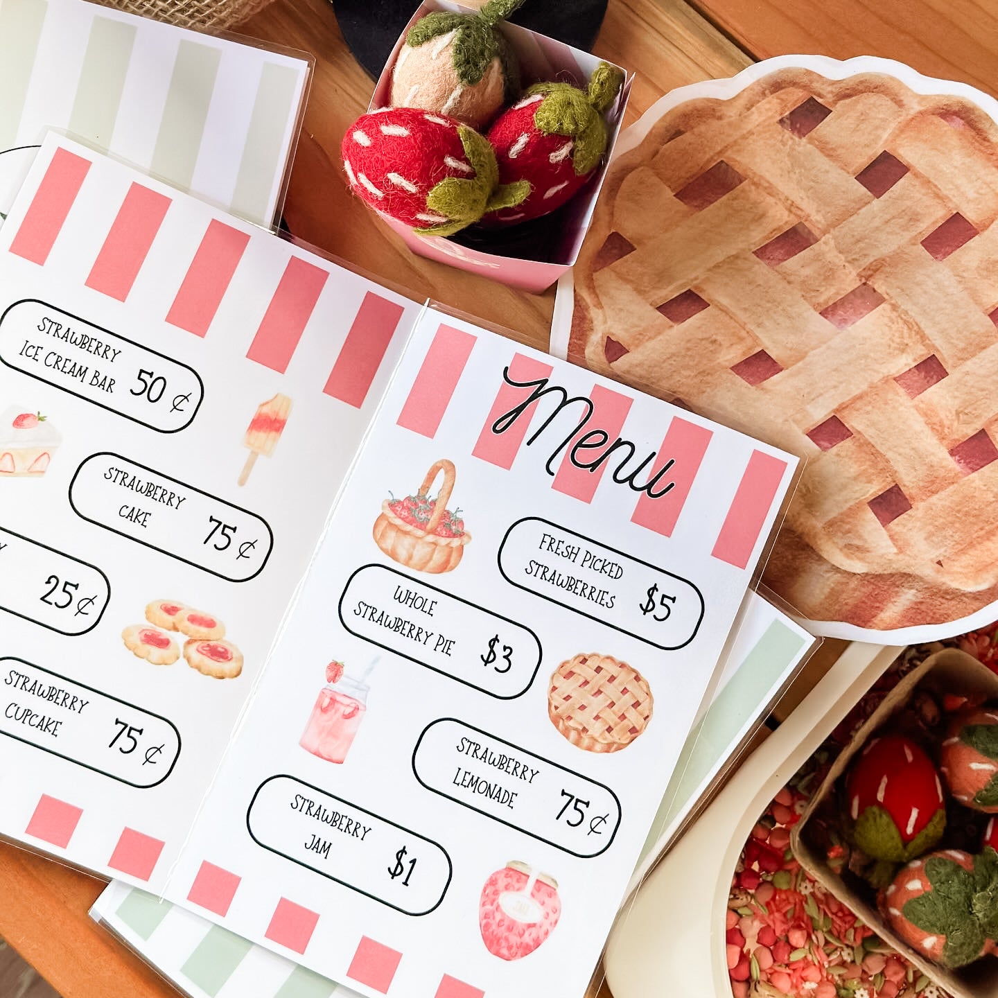 Strawberry Market Pretend Play - Chickadees Wooden Toys
