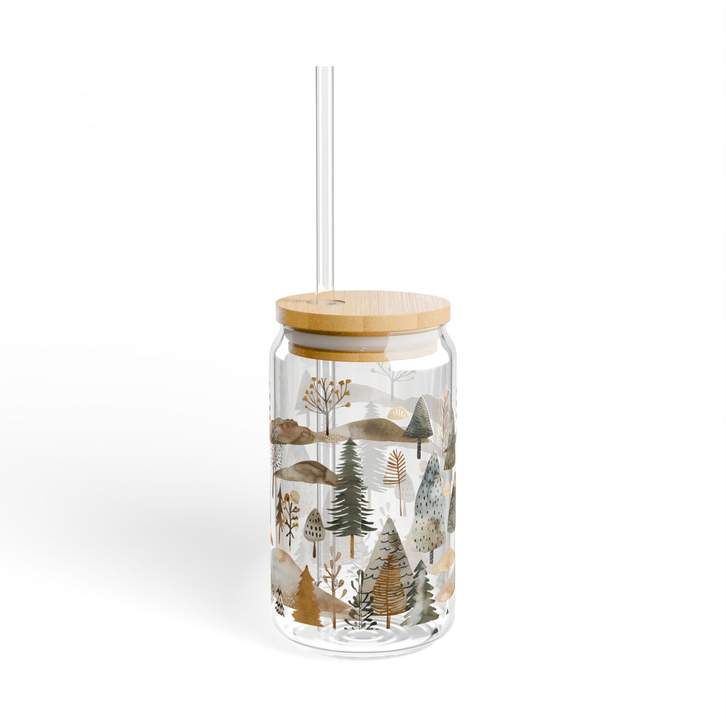 Nature-Inspired Sipper Glass - 16oz with Eco-Friendly Bamboo Lid