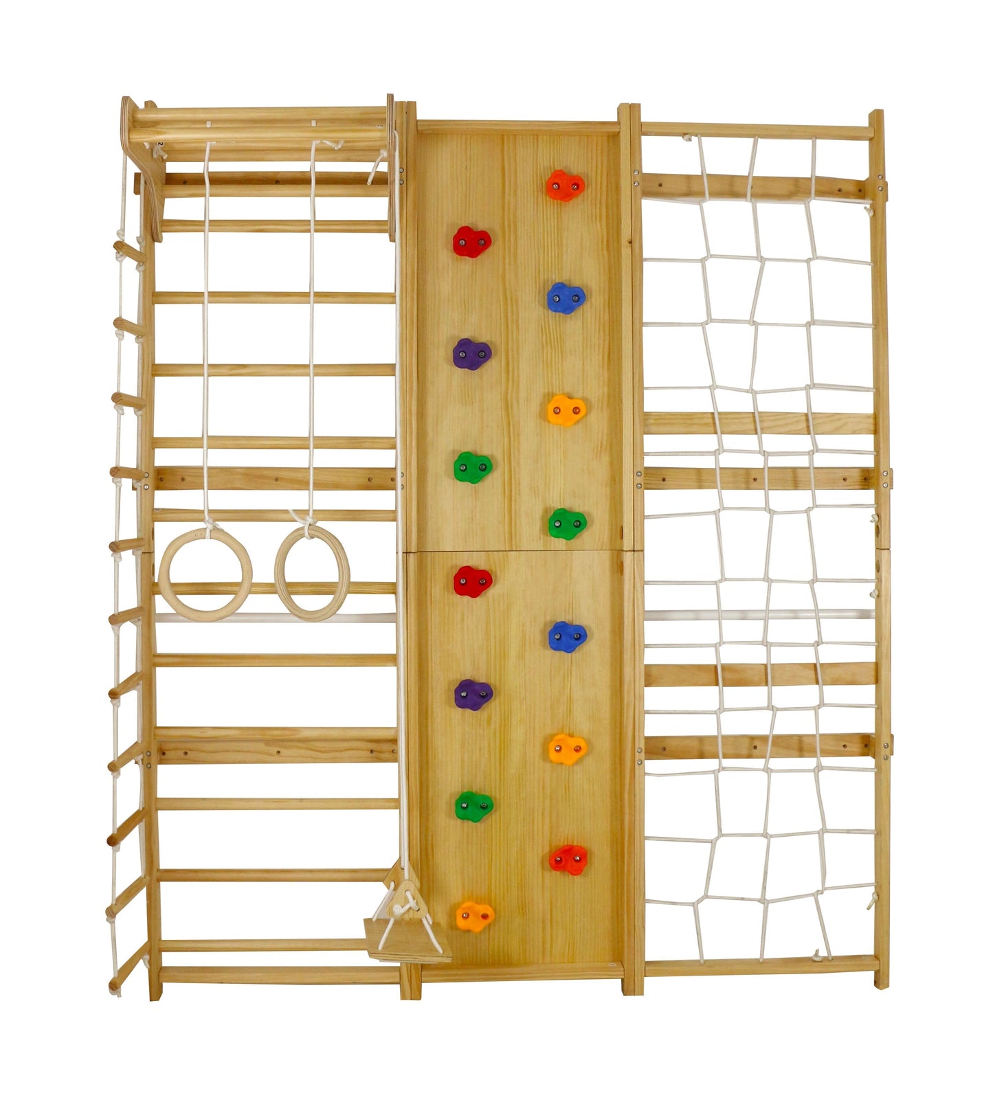 Walnut 9-in-1 Swedish Ladder Wall Gym | Indoor Wooden Climber & Activity Set for Kids - Chickadees Wooden Toys