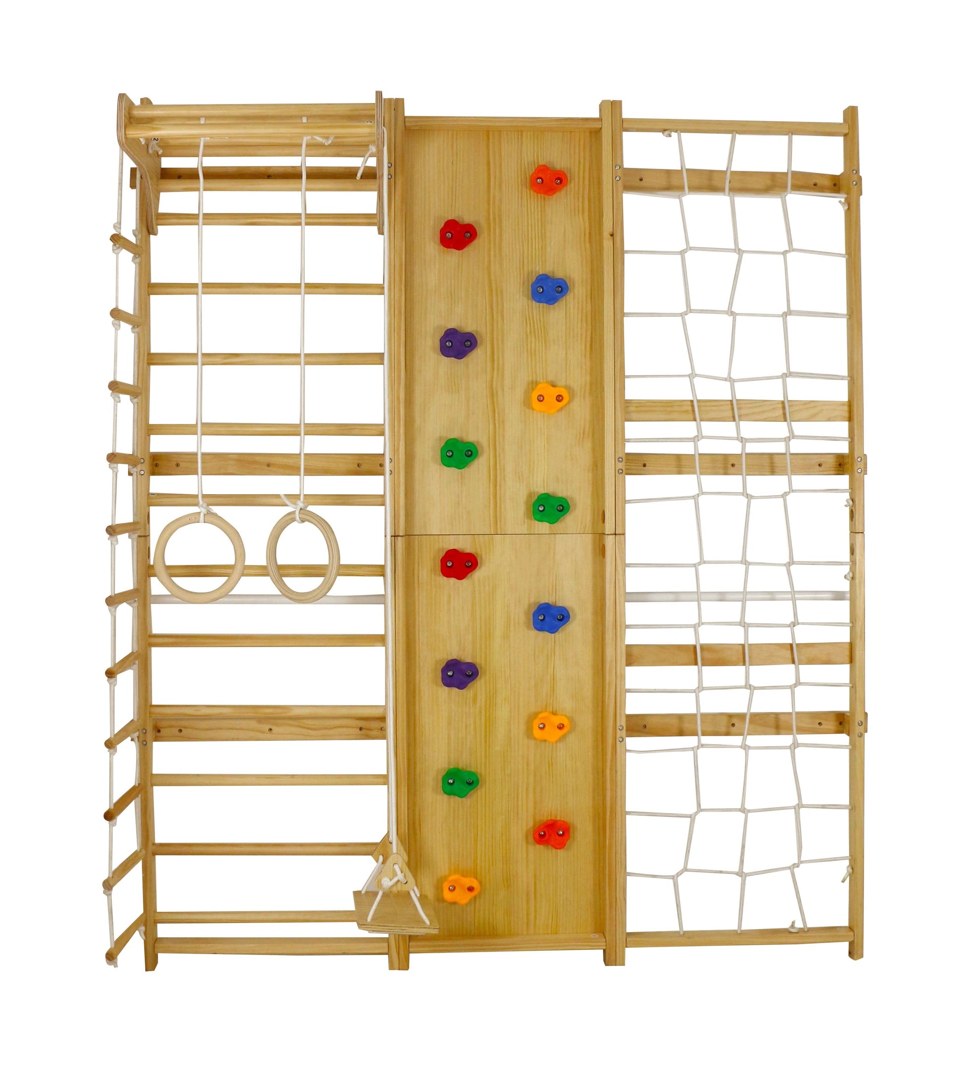 Walnut 9-in-1 Swedish Ladder Wall Gym | Indoor Wooden Climber & Activity Set for Kids - Chickadees Wooden Toys
