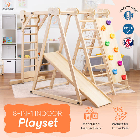 Chestnut - 8-in-1 Jungle Gym for Toddlers - Chickadees Wooden Toys