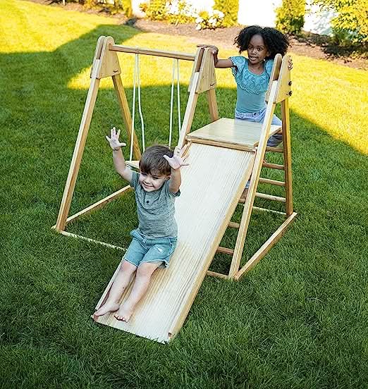 Juniper Folding Indoor & Outdoor Playset | Wooden Climber for Toddlers - Chickadees Wooden Toys