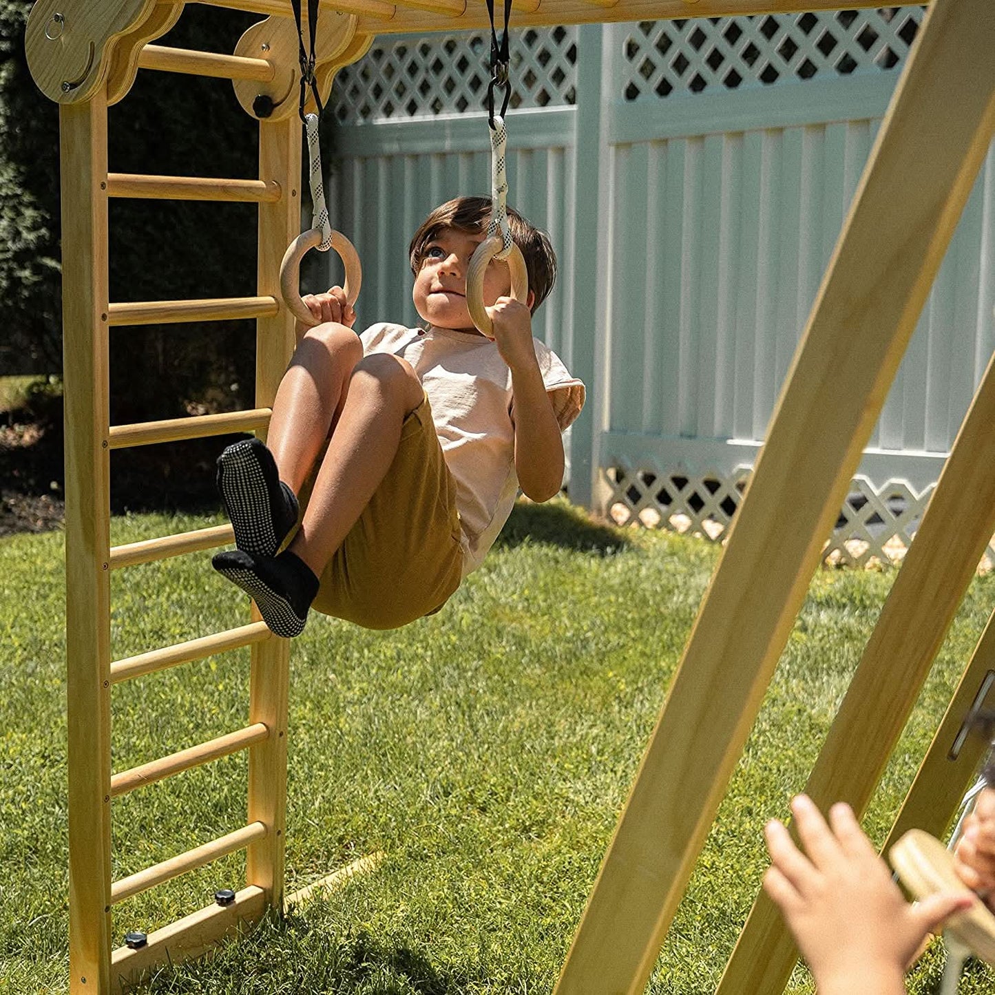 Chestnut 8-in-1 Jungle Gym for Toddlers | Indoor & Outdoor Wooden Playset - Chickadees Wooden Toys