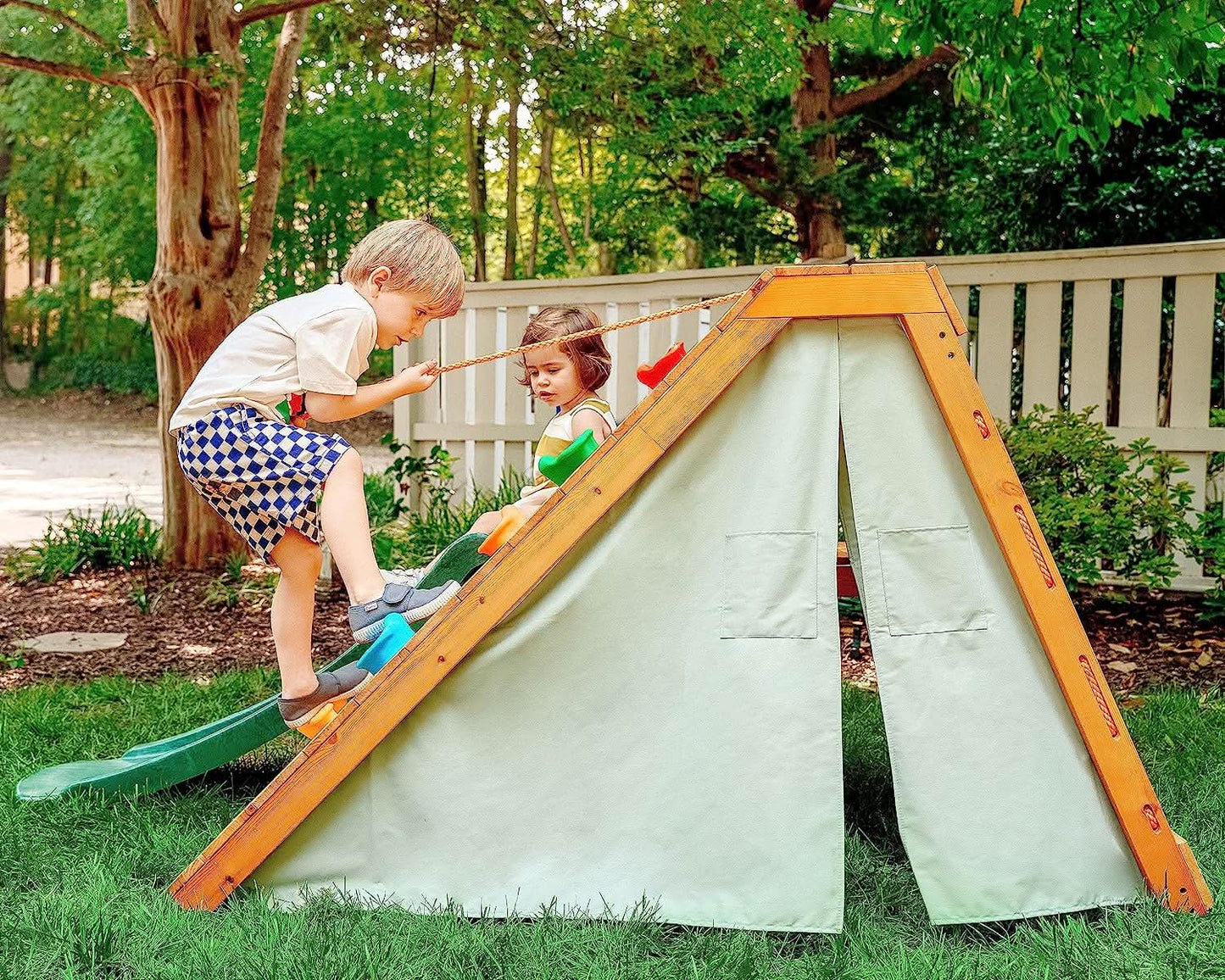 Palm - 5-in-1 Outdoor and Indoor Playground Playset - Chickadees Wooden Toys