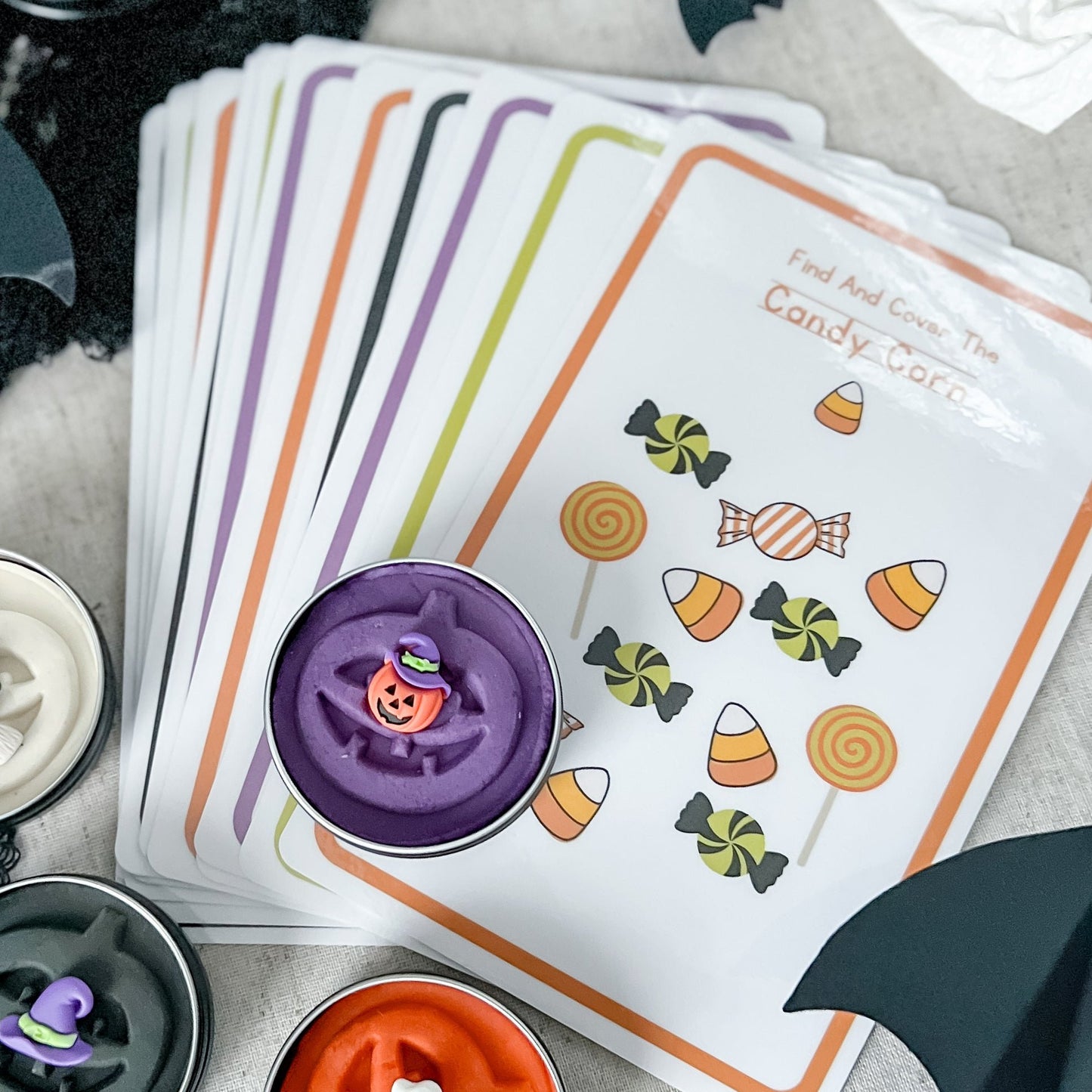 6 Double-sided Halloween Play Dough Mats - Physical Product - Chickadees Wooden Toys