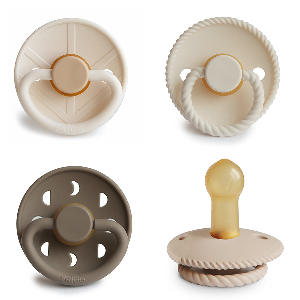 FRIGG Natural Rubber Pacifier 4-Pack - Chickadees Wooden Toys