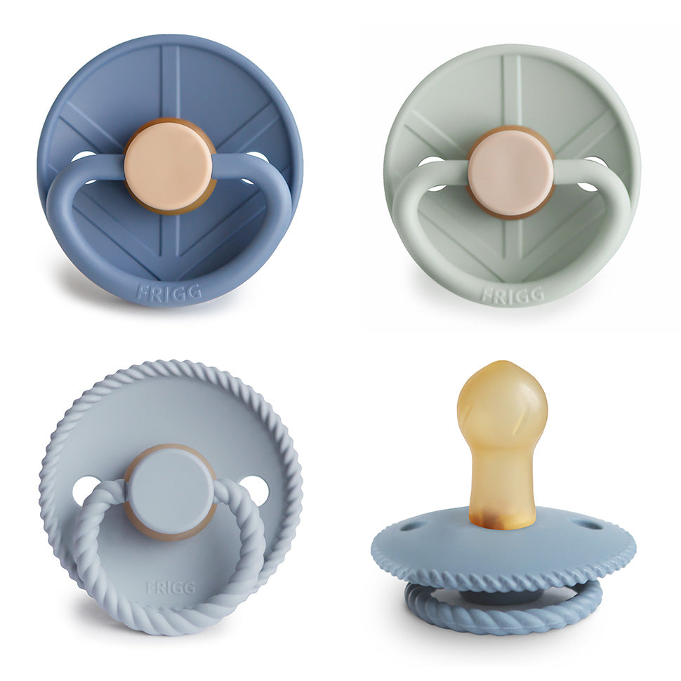 FRIGG Natural Rubber Pacifier 4-Pack - Chickadees Wooden Toys