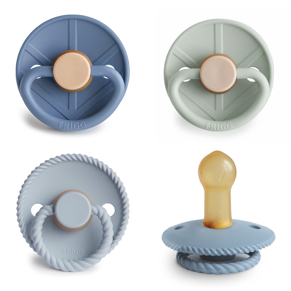 FRIGG Natural Rubber Pacifier 4-Pack - Chickadees Wooden Toys