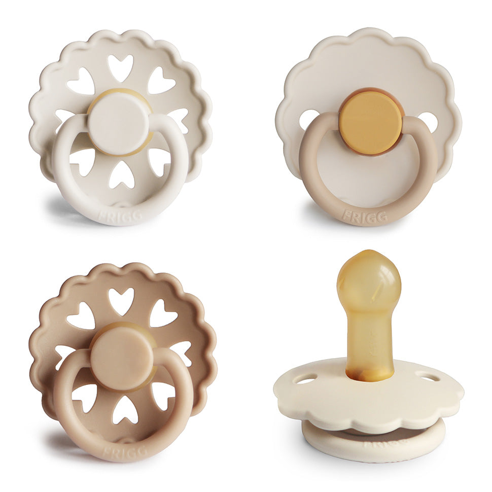 FRIGG Natural Rubber Pacifier 4-Pack - Chickadees Wooden Toys