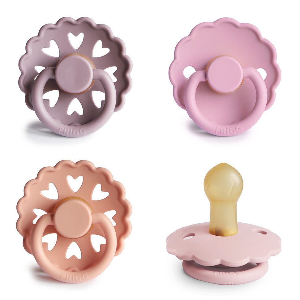 FRIGG Natural Rubber Pacifier 4-Pack - Chickadees Wooden Toys