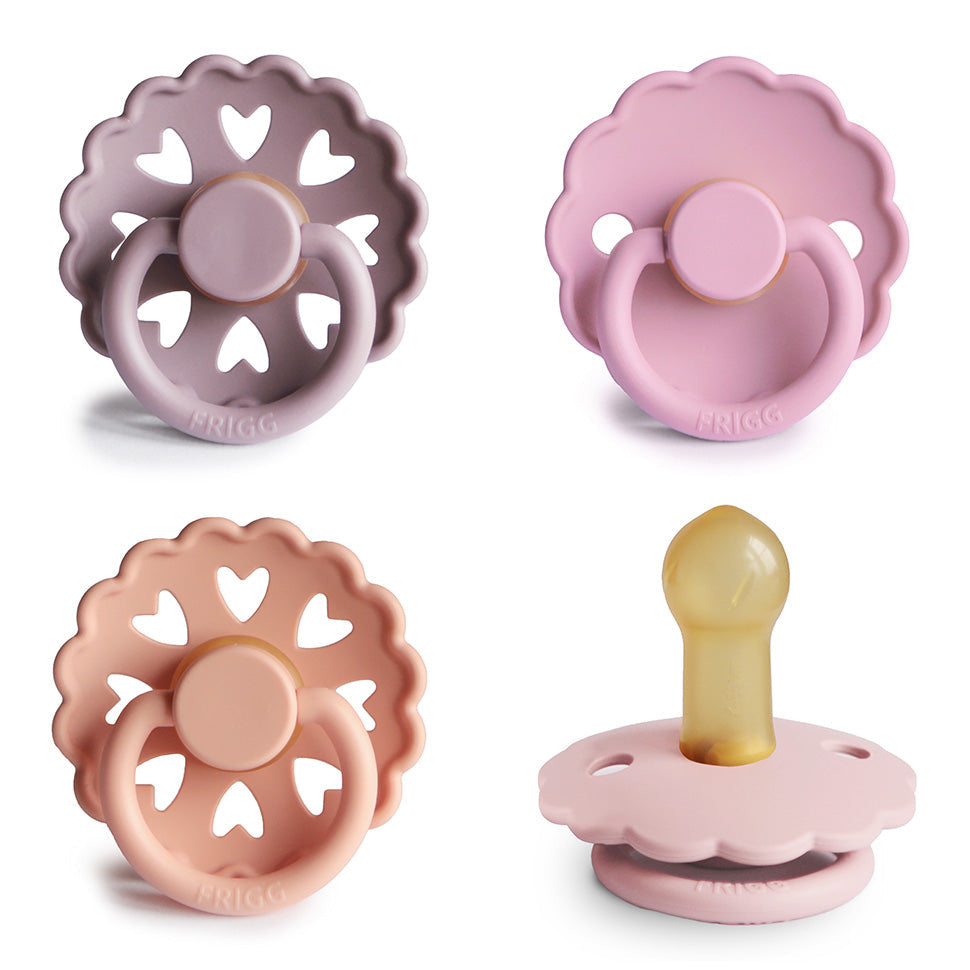 FRIGG Natural Rubber Pacifier 4-Pack - Chickadees Wooden Toys