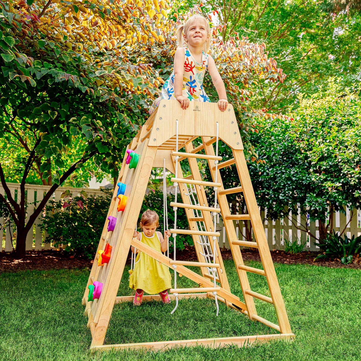 Magnolia 7-in-1 Real Wood Playset | Indoor & Outdoor Climbing Gym for Kids - Chickadees Wooden Toys
