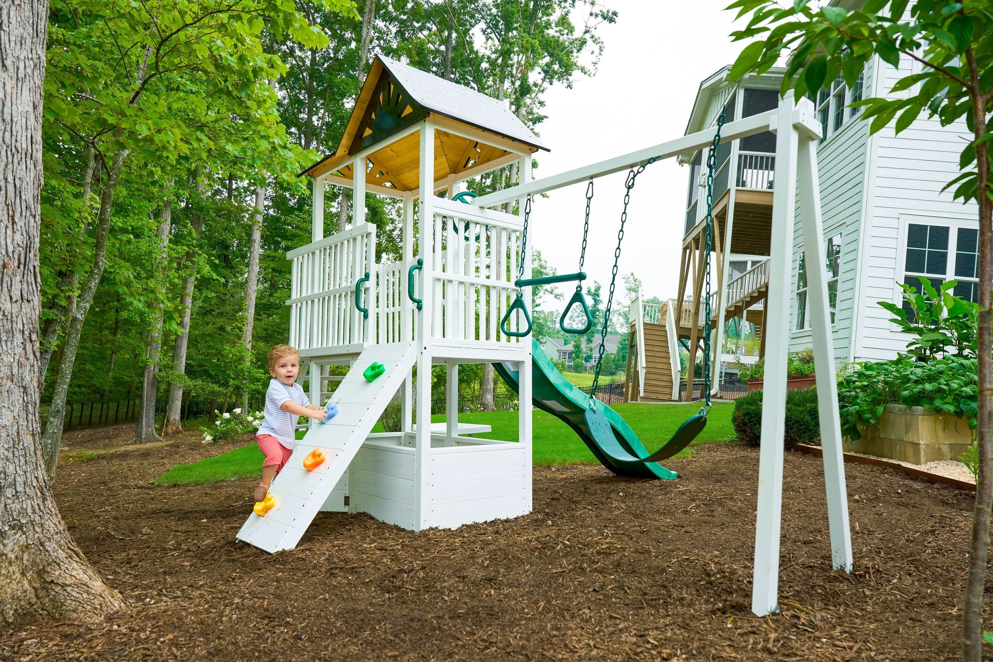Craftsman Modern Outdoor Swing Set | Wooden Backyard Swing Frame for Kids - Chickadees Wooden Toys