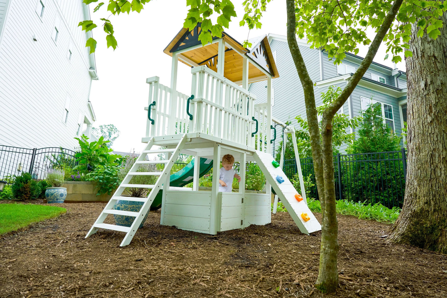 Craftsman Modern Outdoor Swing Set | Wooden Backyard Swing Frame for Kids - Chickadees Wooden Toys