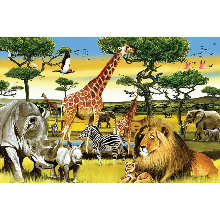 African Plains 36 Piece Floor Jigsaw Puzzle Cobble Hill - Chickadees Wooden Toys