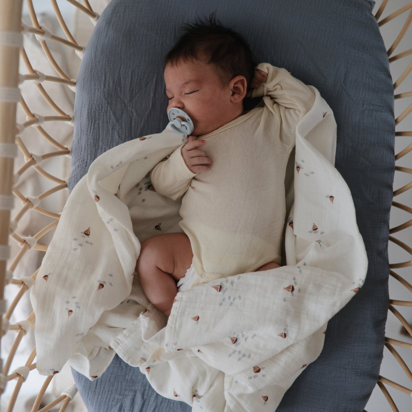 Organic Cotton Muslin Swaddle Blanket - Chickadees Wooden Toys