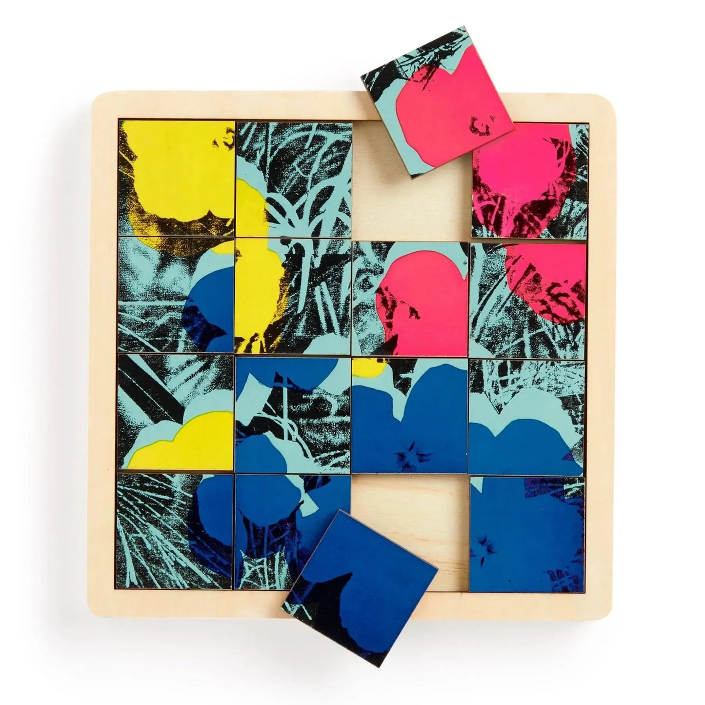 Andy Warhol Flowers 2-in-1 Sliding Wood Puzzle Galison - Chickadees Wooden Toys