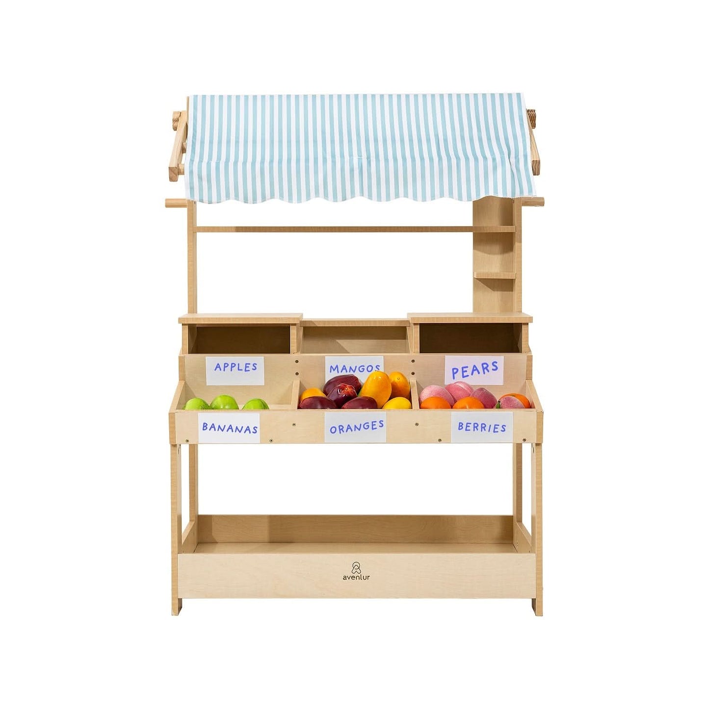 Cypress Wooden Market Stand – Pretend Play Shop for Kids with Storage - Chickadees Wooden Toys