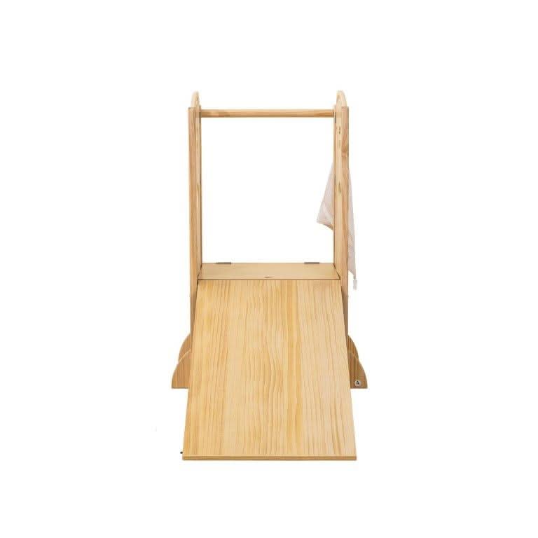 Laurel 4-in-1 Foldable Kitchen Tower, Step Stool, Slide & Chalkboard for Toddlers - Chickadees Wooden Toys