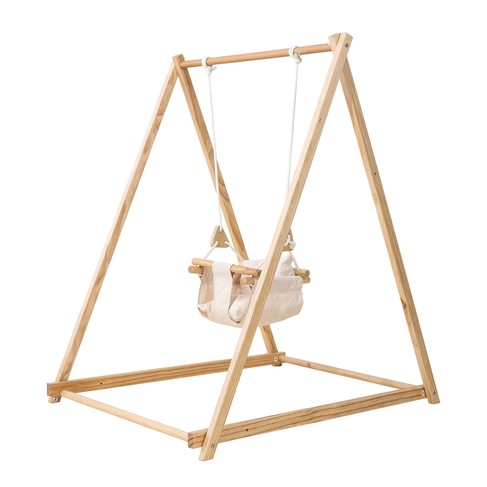 Spruce - Baby and Toddler Foldable Wooden Swing Set - Chickadees Wooden Toys