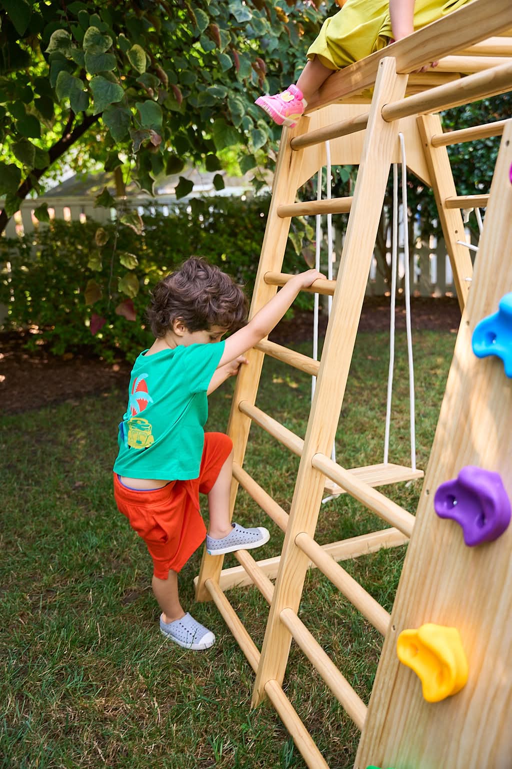 Magnolia 7-in-1 Real Wood Playset | Indoor & Outdoor Climbing Gym for Kids - Chickadees Wooden Toys