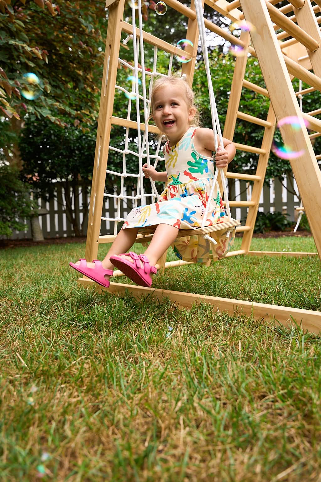 Magnolia 7-in-1 Real Wood Playset | Indoor & Outdoor Climbing Gym for Kids - Chickadees Wooden Toys