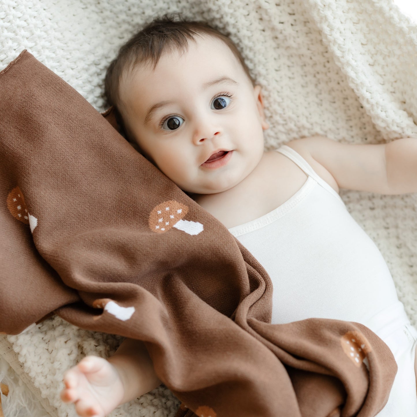 Luxury Knit Mushroom Swaddle Baby Blanket - Chickadees Wooden Toys