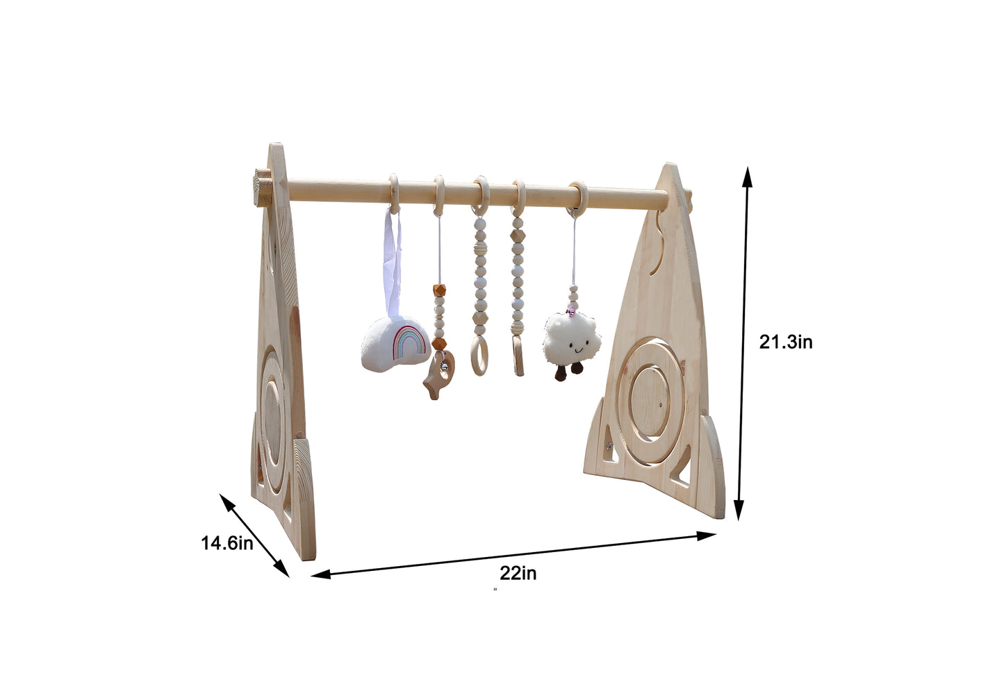 Rocket Wooden Baby Gym – Modern Montessori-Inspired Infant Play Arch - Chickadees Wooden Toys