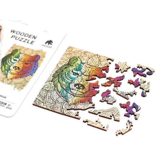 Bear 40 Piece Mini Wooden Jigsaw Puzzle Geek Toys - Chickadees Wooden Toys