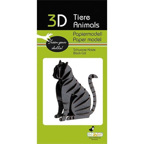 Black Cat 3D Cardboard Model Kit Fridolin