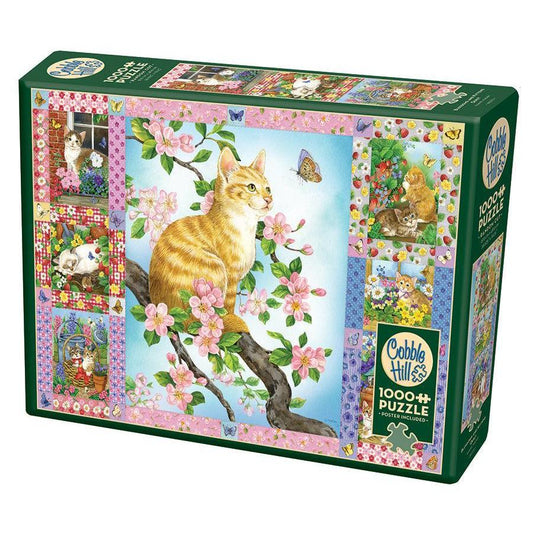 Blossoms & Kittens Quilt 1000 Piece Jigsaw Puzzle Cobble Hill